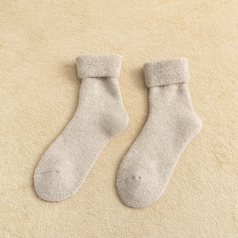 Thick Winter Thick Solid Color Towel Socks Yarn Socks Ideas Retro Dark Socks Turned Mouth Socks